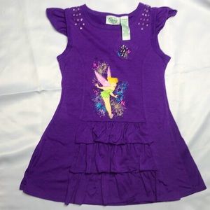 Disney Fairies Purple Glitter Tinker Bell Dress, Size L 10/12